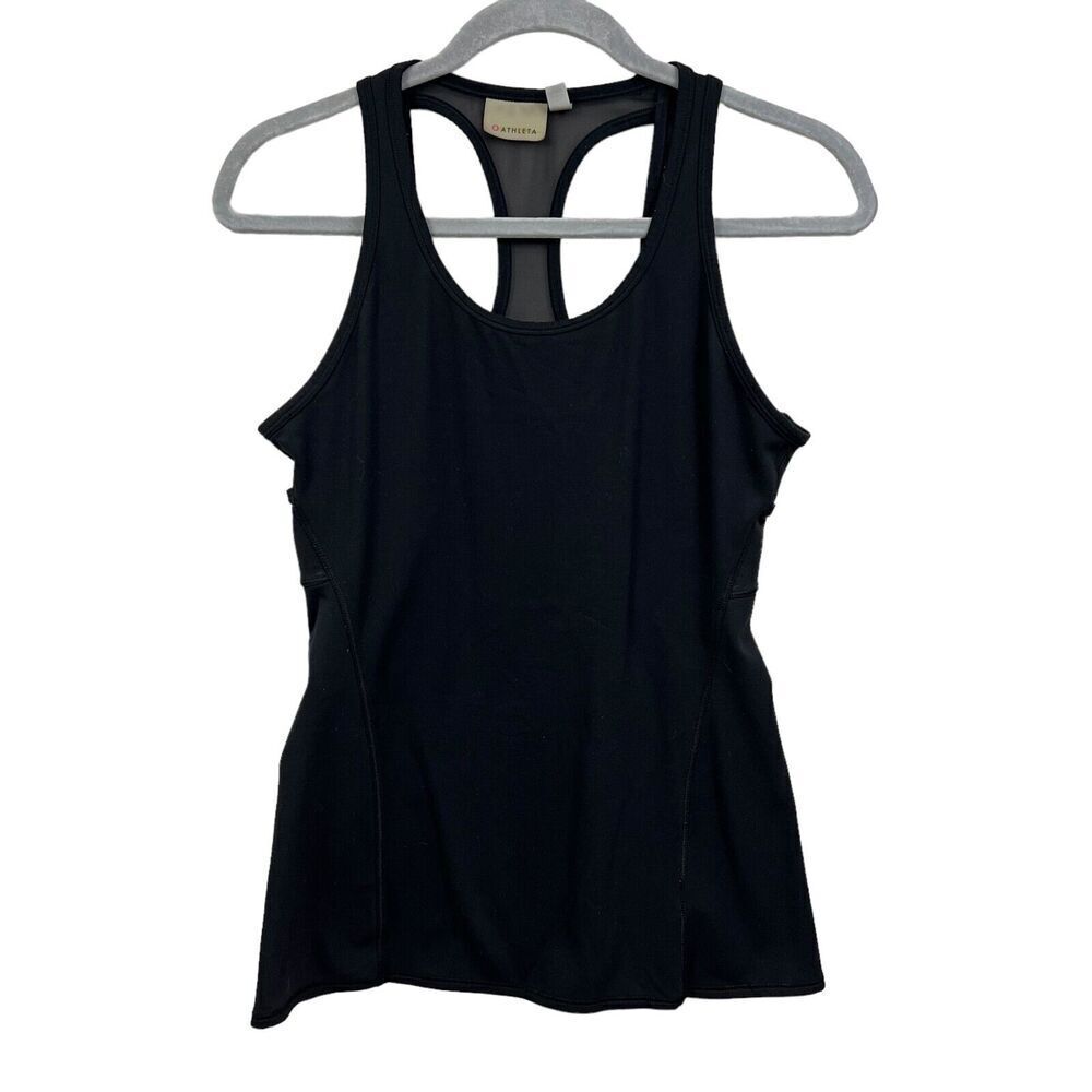 Athleta Tank Top Breathable Mesh Racer Back Athletic Fit Stretch Black Women XS*
